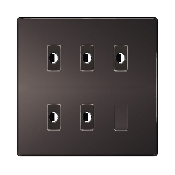 BG Nexus Screwless Black Nickel 5 Gang Flex Outlet Socket