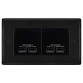 BG Nexus Matt Black 4-Gang Euro Plate with 2X USB-A Dual Chargers – Black Insert