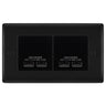 BG Nexus Matt Black 4-Gang Euro Plate with 2X USB-A Dual Chargers – Black Insert by British General (BG-NFBEMR4+EMUSB3B)
