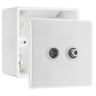 BG Electrical Double Satellite TV Socket Outlet White & 50mm Pattress Back Box by British General (BG-865+877)