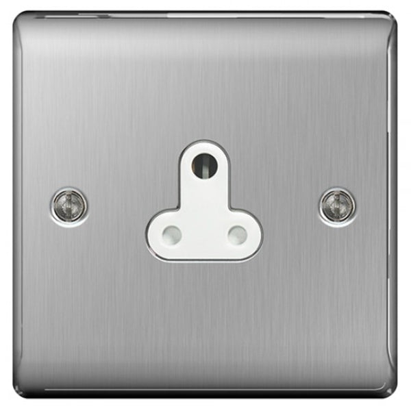 BG NBS29W Nexus 5A, unswitched socket round pin Brushed Steel