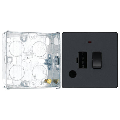 BG Evolve Matt Grey 13A Flex Outlet Neon Switched Fused Connection Unit PCDMG52B with 25mm Steel Back Box