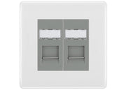 BG Nexus White Moulded 2 Gang RJ45 Data Socket NWMRJ452G Grey Inserts by British General (BG-NWMRJ452G)