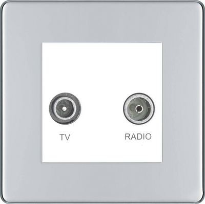 BG Screwless Polished Chrome TV & FM Socket FPC66W by BG Nexus (BG-FPC66W)