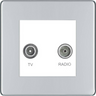BG Screwless Polished Chrome TV & FM Socket FPC66W by BG Nexus (BG-FPC66W)