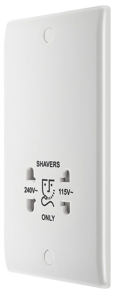 BG 820 Moulded Round Edge | White | 115-230V Dual Voltage Shaver Socket by British General (BG-820)
