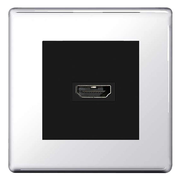 BG Nexus Screwless Polished Chrome HDMI Socket Black insert