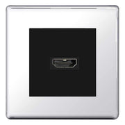 BG Screwless Polished Chrome HDMI Socket Black insert by British General (BG-EMHDMIB+FPCEMS2)