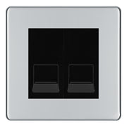 BG Screwless Polished Chrome Double Master Telephone Socket, Screw Terminal - Black Insert by British General (BG-FPCBTMS2B)