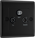 BG NFB67 Nexus Metal Triplex TV/FM/Sat Socket - Black Insert -Matt Black