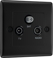 BG NFB67 Nexus Metal Triplex TV/FM/Sat Socket - Black Insert -Matt Black by British General (BG-NFB67-Shopify-SA_1)