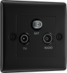 BG NFB67 Nexus Metal Triplex TV/FM/Sat Socket - Black Insert -Matt Black by British General (BG-NFB67-Shopify-SA_1)