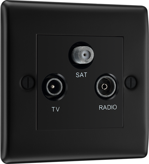 BG NFB67 Nexus Metal Triplex TV/FM/Sat Socket - Black Insert -Matt Black