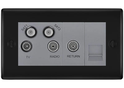 BG Nexus Metal Matt Black Quadplex Combination TV Socket NFB69G by British General (BG-NFB69G)