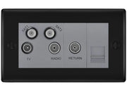 BG Nexus Metal Matt Black Quadplex Combination TV Socket NFB69G by British General (BG-NFB69G)
