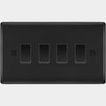 BG Matt Black 4 Gang Switch 1x Intermediate 3X 2 Way Light Switch Custom Grid
