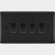 BG Matt Black 4 Gang Switch 1x Intermediate 3X 2 Way Light Switch Custom Grid by British General (BG-NEXUS-MB-4G-CUSTOM-1x-INT-3x-2WAY-SP)