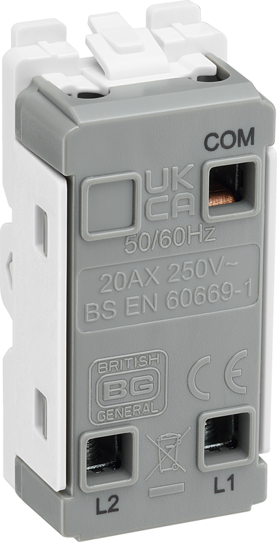 BG RFB12KY Nexus Grid Matt Black 20AX 2 Way 1 Pole Key Switch Module