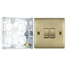 BG Nexus Metal Antique Brass 20A 16AX 2 Way Double Light Switch NAB42 with 25mm Steel Back Box by British General (BG-NAB42+HGS02)