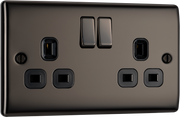 BG NBN22B Nexus Metal Black Nickel 2 Gang 13A Switched Socket by British General (BG-NBN22B-Shopify-SA_1)