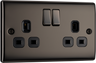 BG NBN22B Nexus Metal Black Nickel 2 Gang 13A Switched Socket by British General (BG-NBN22B-Shopify-SA_1)