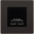 BG Screwless Black Nickel Dual USB Charger 3.1A Output Socket - Black Insert