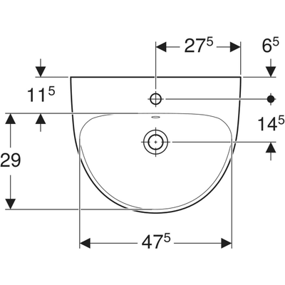 Geberit Selnova Countertop Basin 550mm - 1 Tap Hole - 501.060.00.6 by Geberit (Geberit-501.060.00.6)