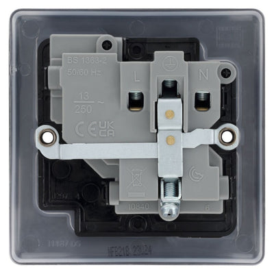 BG Nexus Matt Black 13A Single Switched Socket NFB21B with 25mm Steel Back Box