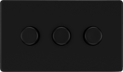 BG Flatplate Screwless Matt Black 3G Dimmer Switch FFB83 by British General (BG-FFB83-1)