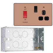 BG Evolve Polished Copper 45A Switch 13A Switched Socket Cooker Control Unit PCDCP70B with 35mm Steel Back Box