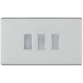 BG Screwless Brushed Steel 3 Gang Engraved Custom Labelled Appliance Grid Switch