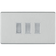 BG Screwless Brushed Steel 3 Gang Engraved Custom Labelled Appliance Grid Switch by British General (Nexus-BS-Screwless-3G)