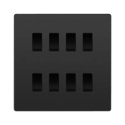BG Evolve Black Chrome 8 Gang Custom Grid Light Switch by British General (BG-Evolve-BC-8G-CUSTOM-LIGHT-SWITCH)