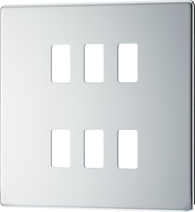 BG RFPC6 Nexus Screwless Grid Polished Chrome 6 Module Front Plate