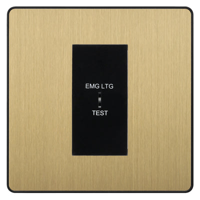 BG Evolve Satin Brass 20AX 2 Way Emergency Lighting Test Key Switch - Key Included - Black Insert