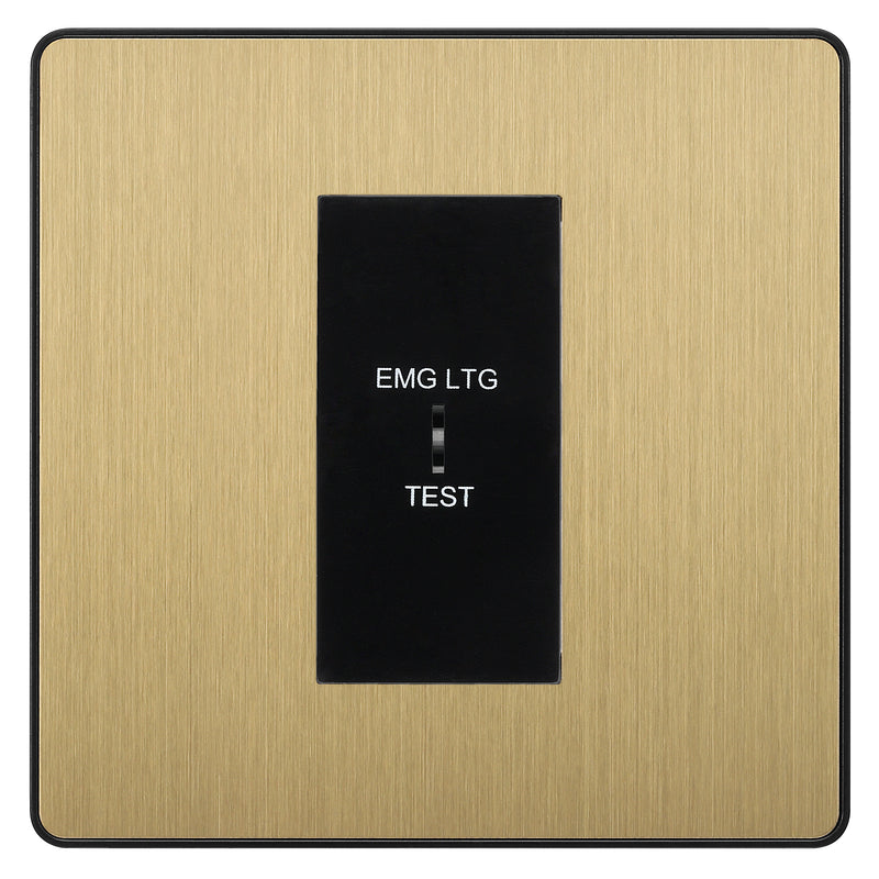 BG Evolve Satin Brass 20AX 2 Way Emergency Lighting Test Key Switch - Key Included - Black Insert