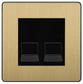 BG Evolve Satin Brass Double RJ11 Telephone Socket PCDCPRJ112 - Black Insert