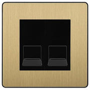 BG Evolve Satin Brass Double RJ11 Telephone Socket PCDCPRJ112 - Black Insert by British General (BG-PCDSBRJ112B)