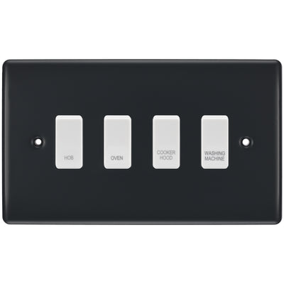 BG Part M 4 Gang Custom Labelled Kitchen Appliance Grid Switch by British General