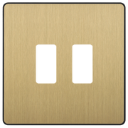 BG RPCDSB2B Evolve Grid Satin Brass 2 Module Square Front Plate - Black Trim by British General (BG-RPCDSB2B-Shopify-SA_1)