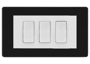 BG Matt Black Screwless 3 Gang 20AX 2-Way Switch Custom Grid - White Insert by British General (BG-SCRL-FB-3G-Combo-3x 2WAY-WH)