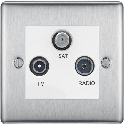 BG Nexus Metal Brushed Steel TV/FM/SAT Socket NBS67W by British General (BG-NBS67W)