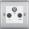 BG Nexus Metal Brushed Steel TV/FM/SAT Socket NBS67W by British General (BG-NBS67W)