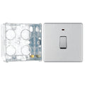 BG Screwless Brushed Steel 20A 2 Pole Neon Switch FBS31 with 35mm Steel Back Box