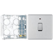 BG Screwless Brushed Steel 20A 2 Pole Neon Switch FBS31 with 35mm Steel Back Box