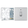 BG Screwless Brushed Steel 20A 2 Pole Neon Switch FBS31 with 35mm Steel Back Box by British General