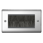 BG Polished Chrome Double 4 Gang Brush Cable Entry Wall Plate Black by British General (BG-NPCEMR4+EMFO-1)
