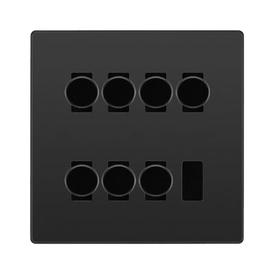 BG Evolve Black Chrome 7 Gang Trailing Edge LED Dimmer Light Switch 2 Way Custom Switch by British General (Evolve-BC-CUSTOM-7GANG-7xDIMMER-2Way)