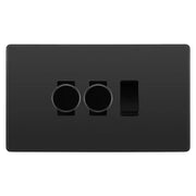 BG Evolve Black Chrome 3 Gang Switch 2x Trailing Edge LED Dimmer 1x Intermediate Custom Grid Switch by British General (BG-Evolve-BC-3G-CUSTOM-2x-Dimmer-1x-INT)