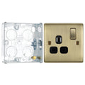 BG Nexus Antique Brass 13A Single Switched Socket NAB21B with 25mm Steel Back Box